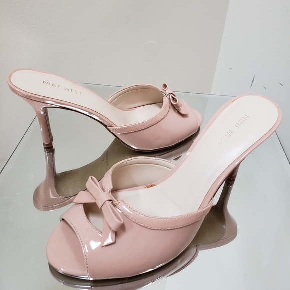 Nine West Shoes - NINE WEST GORGEOUS NUDE PINK PATENT SLIDES